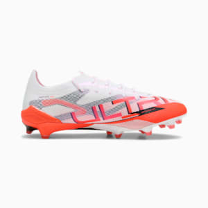 Chaussures de soccer à crampons pour terrain ferme ULTRA 5 ULTIMATE Homme, PUMA White-PUMA Black-Glowing Red, extralarge